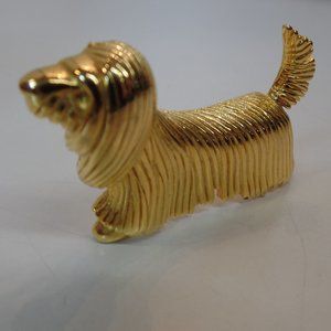 Unbranded Vintage Goldtone Shaggy Dog Brooch. 2.25" X 1.25"